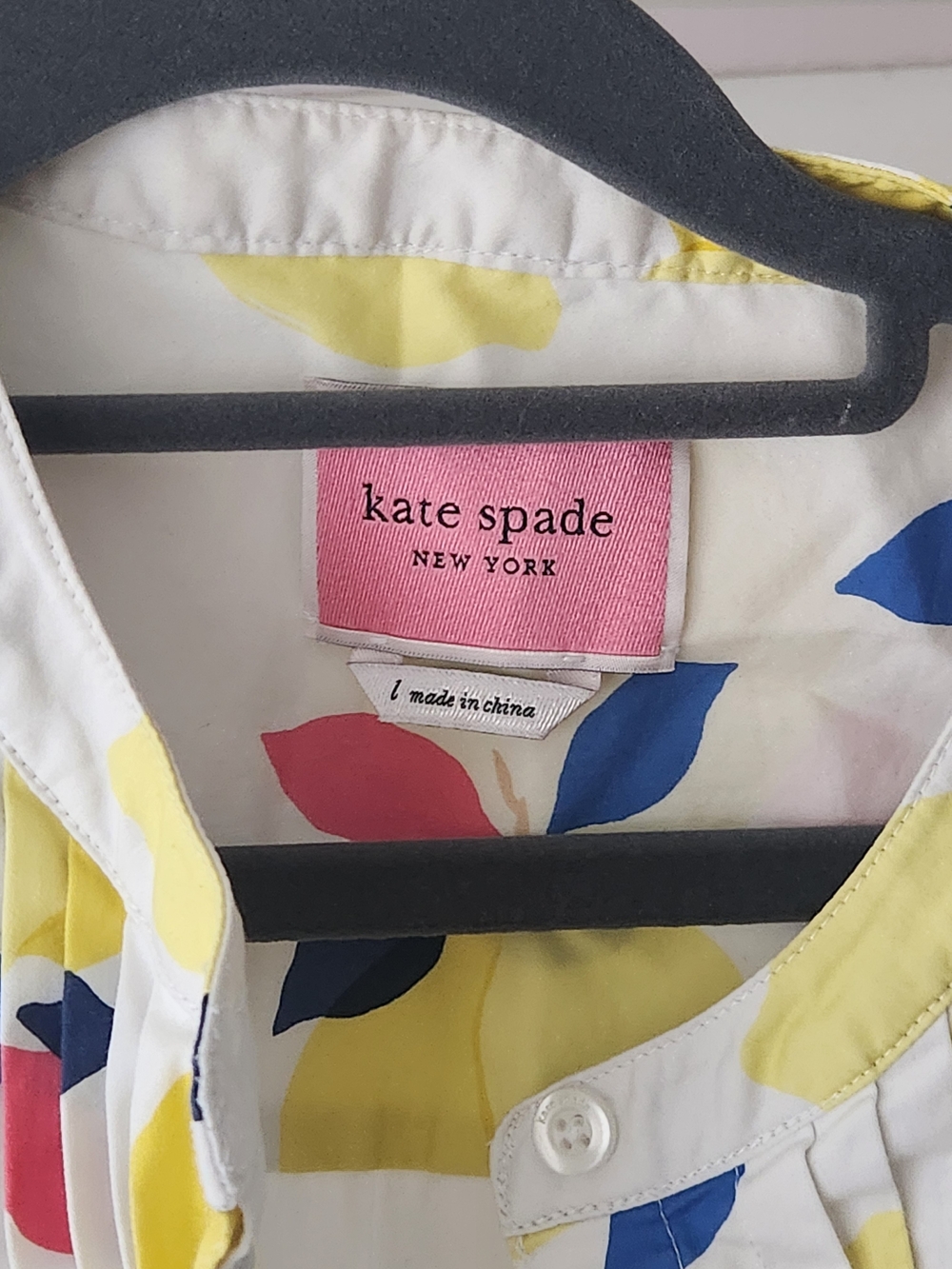 kate spade White Sleeveless Lemon Floral Cotton Shirt Dress (Large) - Picture 2 of 4